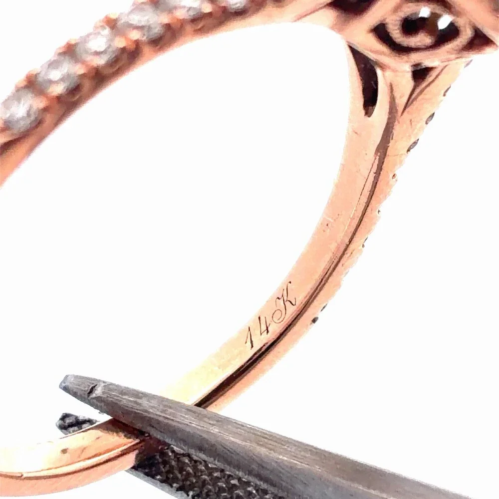 Neil Lane 14K Rose Gold Oval Diamond Double Halo Accented Engagement Ring